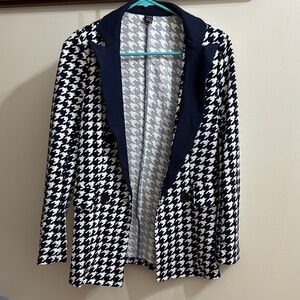 SHEIN Navy and White Houndstooth Blazer
